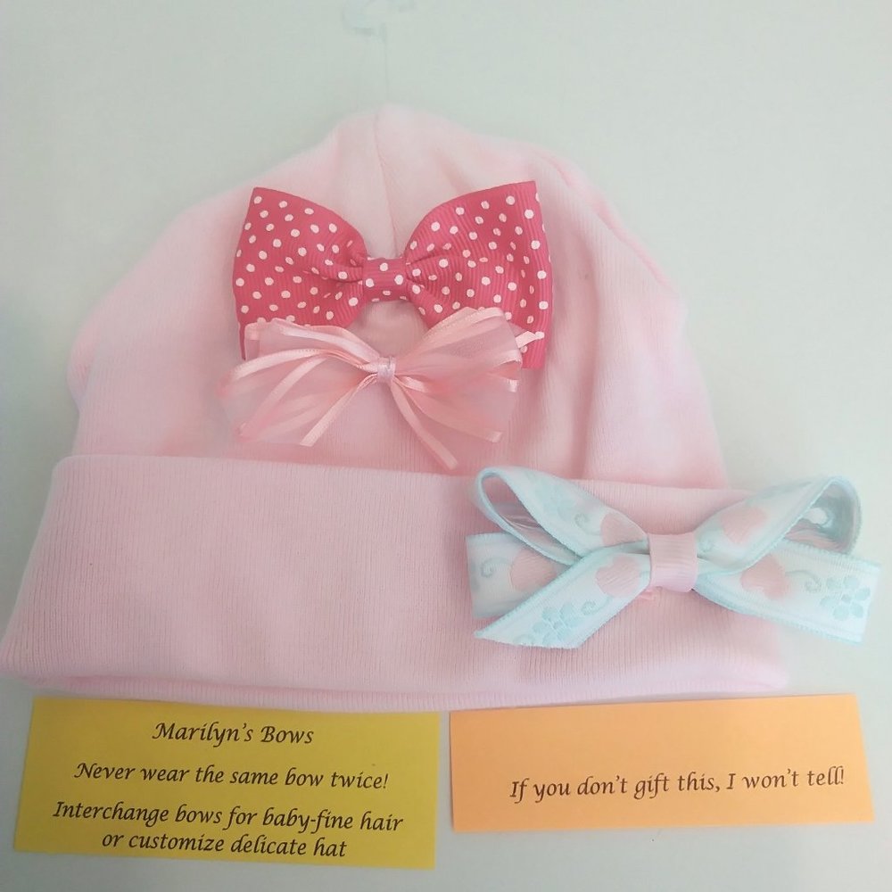 Baby Hat with 3 Interchangeable Hair Bows